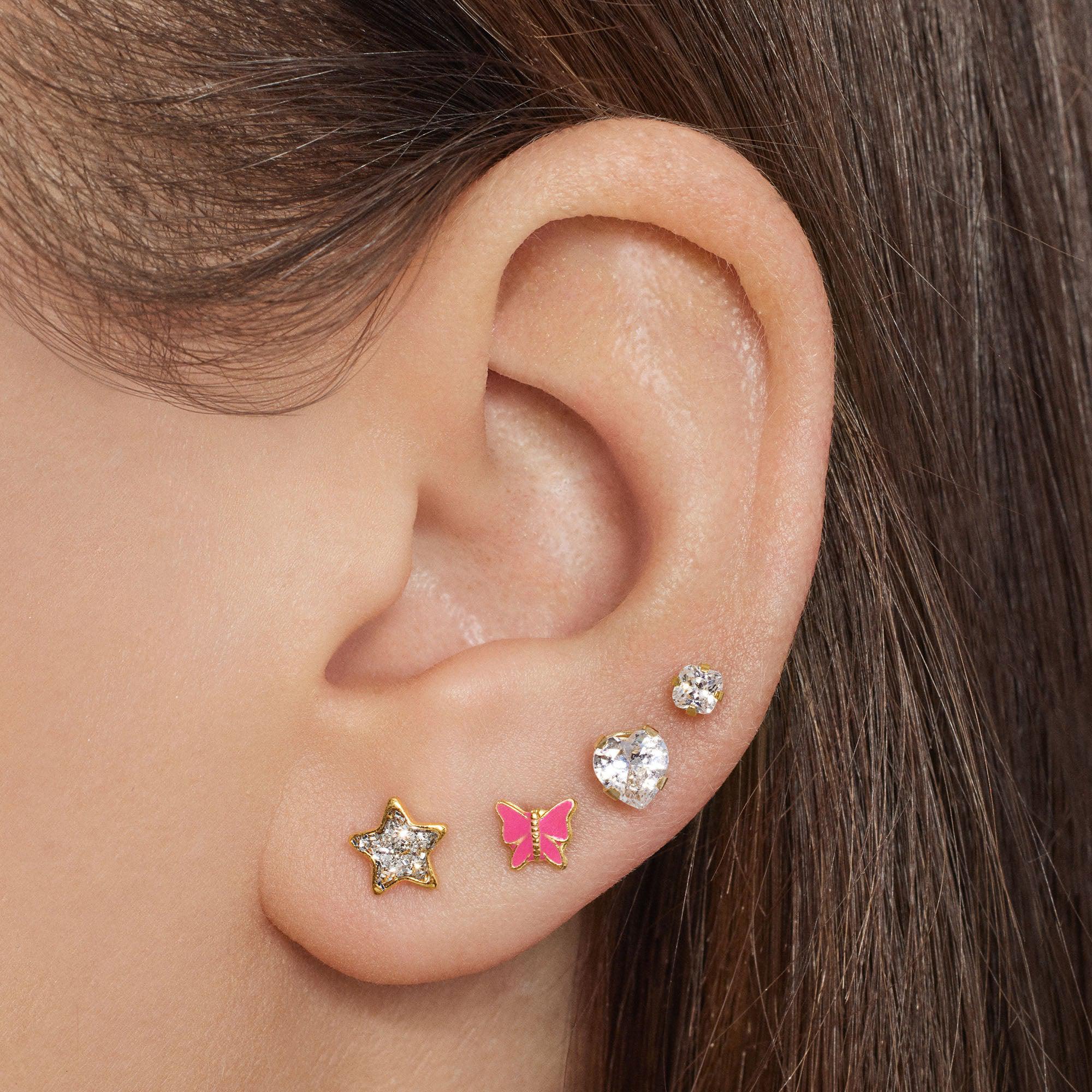 14k CZ Princess Cut Studs - 3mm - Image 3